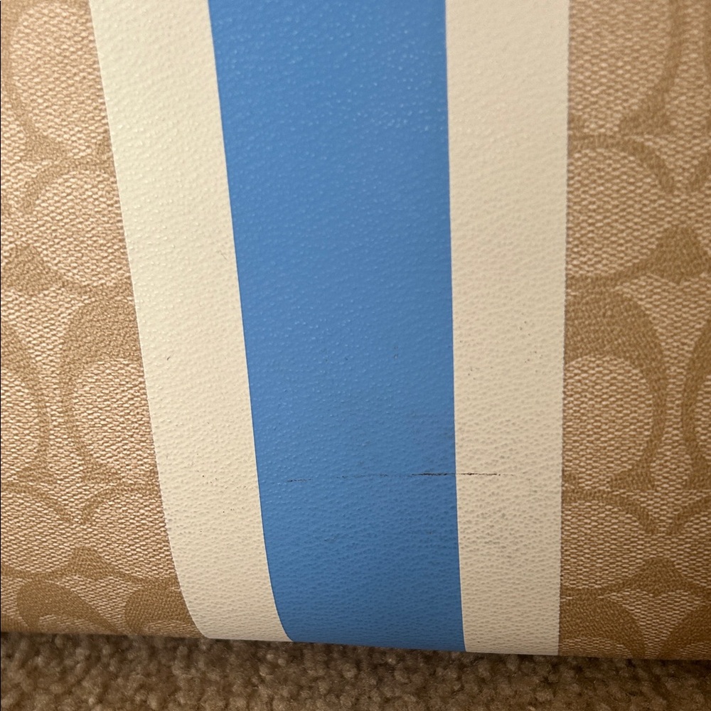 Coach Beige and Blue Stripe Tote - Picture 5 of 7
